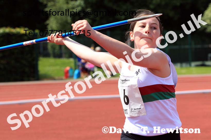 Girls Under-15s Javelin, 2022 Northern Inter Counties U17s and U15s Track and Field, York, Thursday, June 2nd. Photo: David T. Hewitson/Sports for All Pics